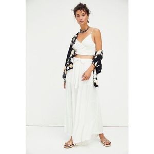 Free People Sun Set Crop Top Wide Leg Pant Set in White